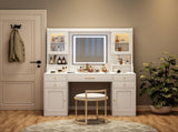 Large Vanity Table Set Makeup Vanity Dressing Table with Mirror, 6 Drawers & Shelves, Dresser Desk W509P301793