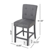 Contemporary Fabric Button Tufted 26 Inch Counter Stools, Set of 2, Charcoal 71254.00CHAR