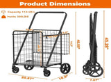 Extra Large Shopping Cart,Grocery Cart on Wheels, Foldable Utility Shopping Carts with Double Basket 06936271