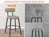 Bar Table Set with 2 Bar stools PU Soft seat with backrest, Grey, 43.31'' L x 15.75'' W x 35.43'' H. 50606660