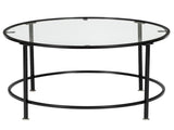 2 Layers 5mm Thick Tempered Glass Countertops Round Wrought Iron Coffee Table 87255188