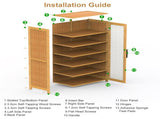 6-Tier Shoe Cabinet with Bamboo Shoe Rack Freestanding Shoe Organizer with 2 Hollow Doors and 57089527