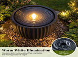 17.5" Gray Stone Sphere Water Fountain with 6 LED Lights Indoor Outdoor Water Feature 44486514