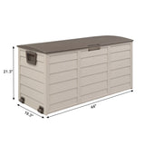 ZNTS 75gal 260L Outdoor Garden Plastic Storage Deck Box Chest Tools Cushions Toys Lockable Seat 98777319