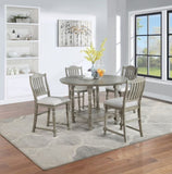 ZNTS Light Grey Dining Table Round Dining Table 1pc Table Only Open Shelf Acacia Veneer Dining Room B011P193975