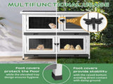 2 Story Solid Wood Rabbit Hutch Bunny Cage with 2 Large Main Rooms, Indoor Outdoor Rabbit House 22351833
