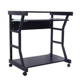 ZNTS Moveable Four-wheel Computer Desk Black 73764478