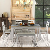 Rustic Style 6-Piece Dining Room Table Set with 4 Upholstered Chairs & a Bench 40118029