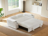 NEW White Loveseat Sleeper Sofa with Storage Armrest ,USB Port W588P445223