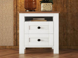 2-Drawer Farmhouse Wooden Nightstand Well-proportioned Design and Sleek Lines, Wood Side Table WF317945AAK