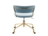 Contemporary Task Chair in Gold Metal and Light Blue Velvet B202P223925