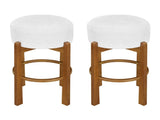 Vera Indoor Wooden Upholstered Barstool, Walnut Finish and Ivory Upholstery, Set of 2 N775P333869W