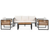 ZNTS Large Size 4-pieces Outdoor Furniture sofa for 5 Person Conversation Set, Garden Sofa Set With 71372370