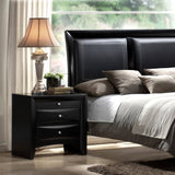 1Pc Contemporary 2 Drawer Nightstand End Table Jewelry Tray Black Finish Solid Wood Wooden Bedroom ESFCRMB4280-2