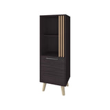Wengue and Natural Oak Storage Cabinet with a Door and Open Storage B062P290230
