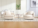 30"W Modern Round 360&deg Swivel Barrel Accent Chair with Pillow, Chenille Upholstered Comfy Barrel W3118P462479