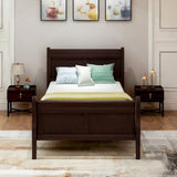 Wood Platform Bed Twin Bed Frame Mattress Foundation Sleigh Bed with Headboard/Footboard/Wood Slat WF192439AAP