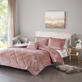 King/Cal King Velvet Comforter Set with Throw Pillow B03595940