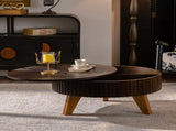 31.5" Retro Round Coffee Table with Storage Space, Suitable for Living Room and Office, Brown W757P370297