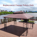 13x10 Ft Patio Double Roof Gazebo Replacement Canopy Top Fabric,Brown W41941991