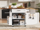 39.3" Farmhouse Kitchen Island with Drop Leaf, Kitchen Storage Island with Open Side Rack, One 44318455
