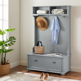 Modern Classic Hall Tree Shoe Rack Bench and Coat Hooks for Hanging Storage, Entryway Bench W2275P210039