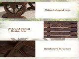 Outdoor Wagon Wheel Porch Bench for Backyard Garden,2-Person Wooden Garden Bench,Rustic Country T3971P612592