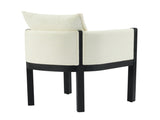 Linen Upholstered Armchair with Black Rubber Wood Legs in White N768P305168B