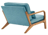Oak Armrest Oak Upholstered Single Lounge Chair Indoor Lounge Chair Teal 35782553