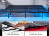 Black King Size Floating Platform Metal Bed Frame - 14 Inch Height, Built-in LED Strip Light & Power 97043204