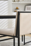 Counter Height Bar Stools Set of 2, Upholstered Linen Bar Chairs, Metal Footrest and Frame for W1249P257011