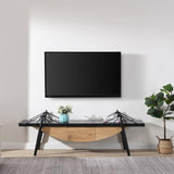 Sailboat-Shaped TV Stand, 70.87 inch Modern Entertainment Center with Drawer, MDF Wood Media Console W2317P253445