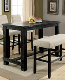 Antique Black Bold Distressed 1pc Bar Table Dining Room Furniture Center Beam for Support / Footrest B011P189949