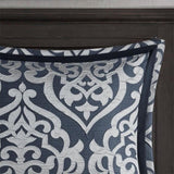 8 Piece Jacquard Comforter Set Navy/Silver Cal King B035128891
