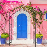 Metal Garden Arch L56.3'' x W16.93'' x H94.5'' Climbing Plants Support Rose Arch Outdoor Black 14900474