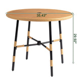 Patio Round Dining Table with Umbrella Hole, Outdoor Rattan Dining Table for Patio, Backyard, 47965172