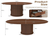 59" Extendable Oval Dining Table with 2-Tier Storage for 4-6, Space Saving Expandable Kitchen Table 36062043