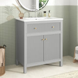 30'' Bathroom Vanity with Ceramic Sink, Free Standing Single Vanity Set with Soft Closing Doors, N710P228367E