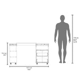Loris Extendable Desk with Two Drawers, Open Shelves, and Sliding Mechanism B128P263731