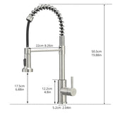 Commercial Brushed Nickel Kitchen Faucet with Pull Out Sprayer, Single Handle Single Lever Kitchen W1932P172337