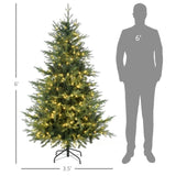 HOMCOM 6ft Tall Prelit Artificial Christmas Tree Holiday Dcor with 2328 Branches, 400 Warm White W2225137786