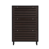 ON-TREND Minimalist Slim Tipping Bucket Shoe Cabinet with Hanging Hooks, Slits Design Panels WF308729AAB