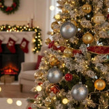 4PCS Set Christmas Ball Ornaments 4.7" Glass Hanging Decorations for Holiday Tree Bulk Festive Party 64167034