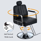 ZNTS Premium Reclining barber Chair Salon Chair for Hair Stylist with Heavy Duty Hydraulic Pump, 360&deg; N753P181908B