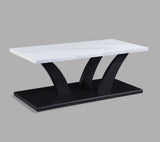 Modern White Black 3-Piece Cocktail Set Faux Marble Table Top Table and Two Matching End Tables B011P244310