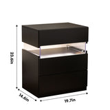 LED Nightstands 3 Drawer Dresser for End Table with Acrylic Board LED Bedside Tables for W2371P173485