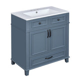 30'' Bathroom Vanity with Ceramic Sink,Solid Wood Frame Bathroom Storage Cabinet with Soft Closing N710P190656C