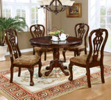 ZNTS Formal Classic Traditional Dining Chairs Cherry Solid wood Damask Print Fabric Seat Intricate Back B01172303