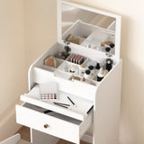 Small Vanity Desk with Mirror - White Makeup Vanitys Set Make up Table with Chair, Drawers, Mini W409P195100