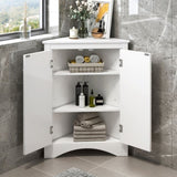 ZNTS White Triangle Bathroom Storage Cabinet with Adjustable Shelves, Freestanding Floor Cabinet for Home WF291467AAK